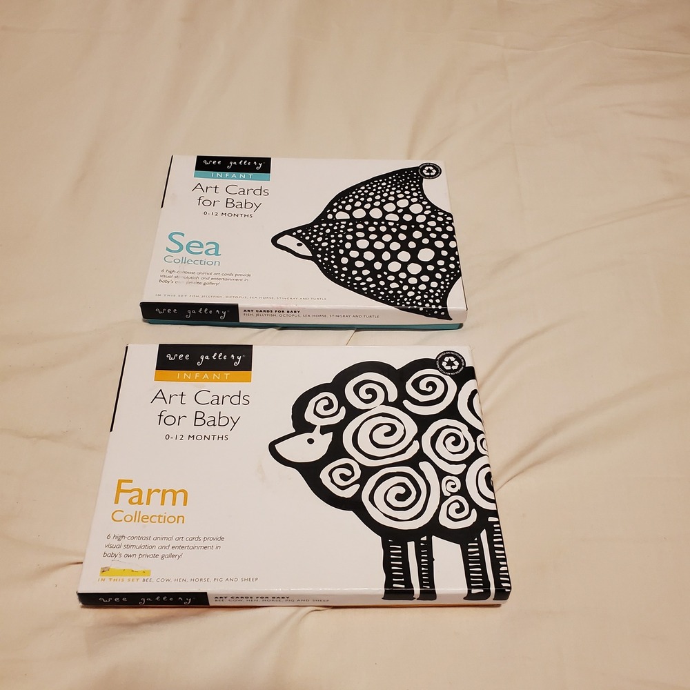 Wee Gallery Art Cards for Baby Sea and Farm Collection High Contrast 12 Cards
